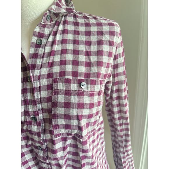 Madewell Women’s XS Gingham Plaid Mini Check Market Popover Button Front Top - Picture 5 of 9